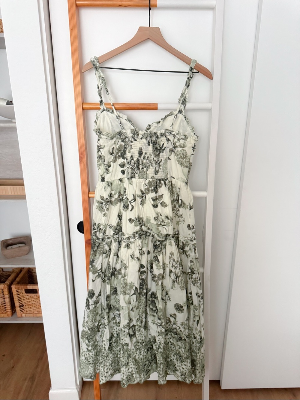 Anthropologie Sleeveless Sweetheart A-Line Midi Dress Eyelet Green - Picture 5 of 15